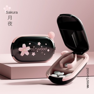 Kotak pil pemotong obat plastik Cherry Blossom PP dengan kompartemen Tablet satu dalam dua Portabel - Product Image 6