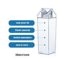 500ml/1000ml sans BPA, vente en gros, tasse transparente en plastique, récipient à lait, bouteille d'eau transparente, gobelet en acrylique avec couvercle