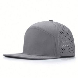 Wholesale Oem Custom High Quality 7 Panel <b>Flat</b> Bill PVC Patch Logo Sport Snapback Cap Waterproof Laser Cut Hole Perforated <b>Hat</b> - Product Image 3