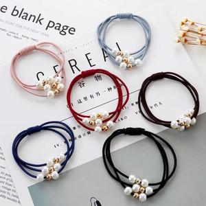 Élastique à cheveux en perles, couleurs mélangées, en tissu, fait main, accessoire décontracté pour la tête - Product Image 3