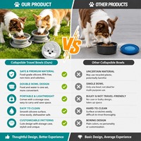 Écologique Mignon Voyage Pliable Silicone Chien Bol D'eau 2 Pièces Portable Ensemble Zipper Sac Nouveauté Conception Portable Pet Voyage