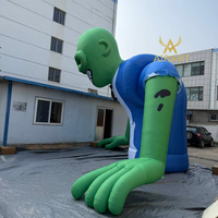 Monstre géant gonflable vert en forme de crâne de 5 m avec lumière LED, figurine gonflable de zombie pour supermarché et place publique pour Halloween