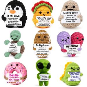 Handgemaakt Gebreid Voor Emotionele Ondersteuning Pop Positief Voedsel Gehaakt Pizza Pudding Donut Beer Taco Restaurant Geschenken Pp Katoen Pluche - Product Image 2