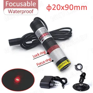 Waterdichte Glazen Lens D20X90mm 635nm 660nm Focusseerbaar 10Mw 50Mw 100Mw 200Mw Direct Red Dot Laser Module voor Snijden Positionering