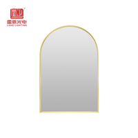 Miroir de salle de bain LED de luxe à arche avec cadre en aluminium doré, miroir de vanité anti-buée