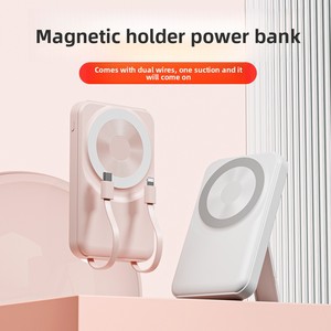 Banco de Energía Inalámbrico Magnético de Plástico con Batería de Litio-Polímero de 10000 mAh, Carga Rápida de 22.5 W, Cables Tipo C Integrados, Soporte Portátil - Product Image 4