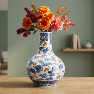 Vase à fleurs en céramique, support floral décoratif pour table, pour la maison, le bureau, le salon, décoration intérieure, pots et jardinières pour fleurs fraîches - Product Image 2