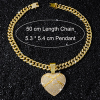 Collier pendentif cœur verrouillable tendance, entièrement pavé de zircone cubique, chaîne cubaine glacée, bijoux de couple urbains