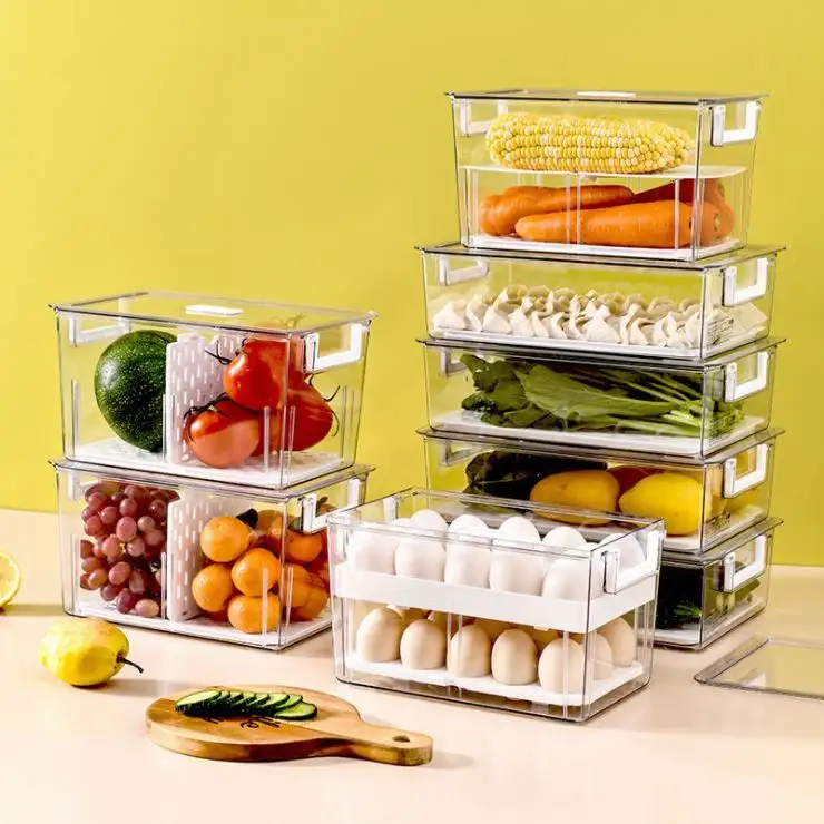 Mais novas sacos fácil organizador de geladeira, refrigerador de alimentos, armazenamento transparente para caixa de almoço
