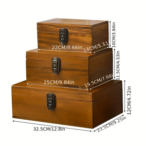 Bois Vintage fait à la main artisanat grande boîte avec serrure et clé en bois souvenir boîte esthétique chambre déco salle de bain chambre accessoires - Product Image 6