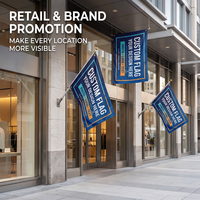 Drapeau personnalisé 3x5 pieds, double face, en polyester, avec logo imprimé, bannière publicitaire promotionnelle extérieure, vente en gros, OEM