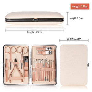 Juego de Herramientas para <span class=keywords><strong>manicura</strong></span> <span class=keywords><strong>y</strong></span> <span class=keywords><strong>pedicura</strong></span> profesional, juego de 12 piezas de oro rosa de lujo, OEM - Product Image 5
