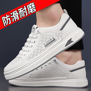 Y3OPA Zapatillas de deporte de malla transpirable de verano para hombre, zapatos informales blancos con cordones y punta redonda - Product Image 3