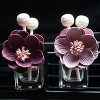 Diffuseur d'air artistique Camellia pour voiture, parfum pour grille d'aération, flacon vide, flacon de parfum floral pour grille d'aération de voiture, clip désodorisant