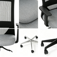 Chaise de bureau moderne réglable en hauteur avec accoudoirs fixes en plastique, dossier en maille et hauteur réglable