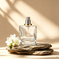 Flacon de parfum en verre de forme spéciale de haute qualité, 50 ml, vide, avec vaporisateur fin et bouchon en pierre