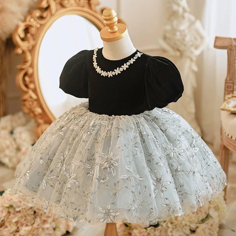 Robe de Soirée pour Fille, Vêtement de Fête de Noël avec Broderie