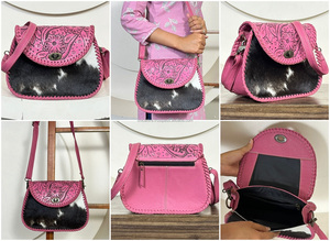 Bolso Bandolera de Cuero Vacuno Hecho a Mano Estilo Occidental con Patrón Floral Grabado, Bolso Boho Vintage para Mujer con Correa Ajustable - Product Image 3
