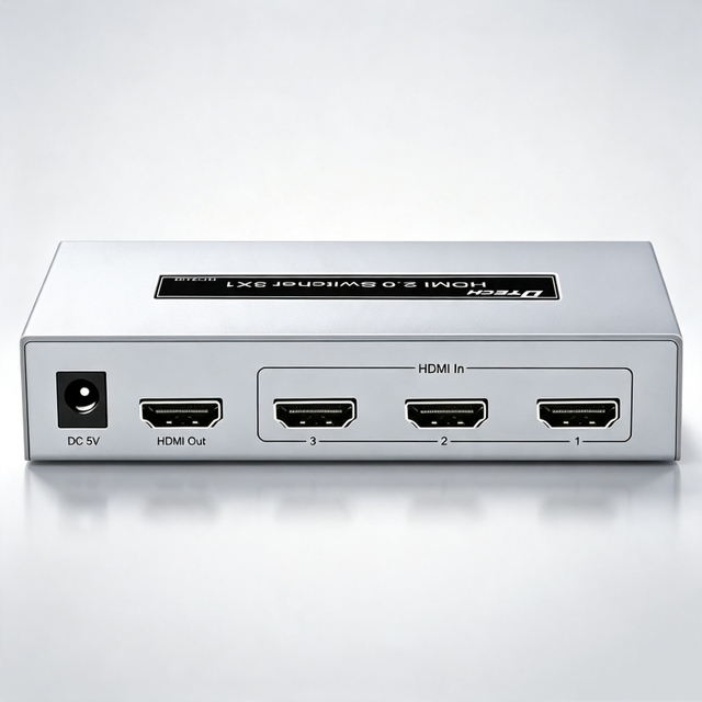 DTECH HDMI Switch 3x1 4k/60hz 3-Port Metal HDMI 2.0 Video Switcher 3 in 1 Out