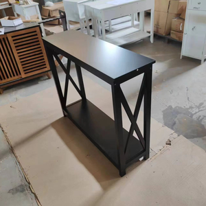 Mesa Auxiliar Estrecha de 2 Niveles con Estante de Almacenamiento, Mesa de Entrada para <span class=keywords><strong>Pasillo</strong></span>/Recibidor/Sala de Estar/Corredor/Oficina, Negra - Product Image 1