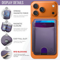 Casing Kartu Magnetik Kuat Jeehood Ungu dengan Pengisian Daya Nirkabel untuk iPhone