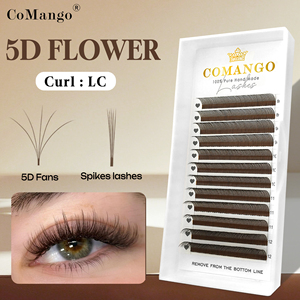 CoMango - Nuevas <span class=keywords><strong>Pestañas</strong></span> 5D Flora, Color Marrón, Curvatura C D LC, Aspecto Húmedo, <span class=keywords><strong>Pestañas</strong></span> Esponjosas Mixtas en Bandeja, Extensión <span class=keywords><strong>de</strong></span> <span class=keywords><strong>Pestañas</strong></span> - Product Image 1