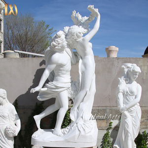 Statue de couple dansant en marbre sculpté à la main, taille réelle, bicolore, pour jardin extérieur - Product Image 5