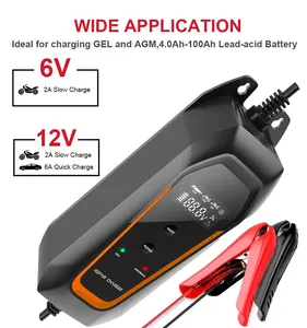 2021 New Intelligent 12V 4A Car Battery Charger plus repair 6V/12V Lead Acid Battery Charger AGM boosters