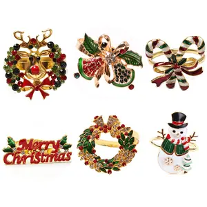 New Christmas Napkin Rings: Reindeer Bell Snowman Napkin Holders For Hotel Tables