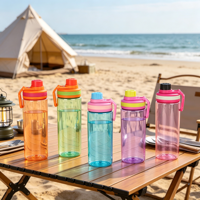 Bouteille d'eau portable en plastique avec logo personnalisé, bouchon à bec verseur, anti-fuite, avec poignée de transport facile, 500 ml