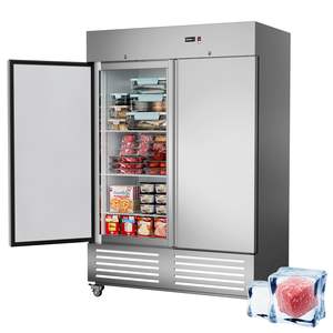 Congelador Vertical Comercial HUAZE de 54 Pulgadas de Ancho, Acero Inoxidable, 2 Puertas, para Hoteles, Enfriamiento por Ventilador, para Almacenamiento en Frío, -8 a -1F - Product Image 1