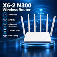 Routeur sans fil Xinsuhang N300 2,4 GHz 300 Mbps avec 6 antennes externes, 1 port WAN et 3 ports LAN RJ45 pour réseau domestique FTTH
