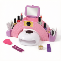 Ensemble de jeu de manucure pour enfants avec sèche-ongles, lime à ongles, miroir et vernis à ongles, table de beauté, cadeau pour filles