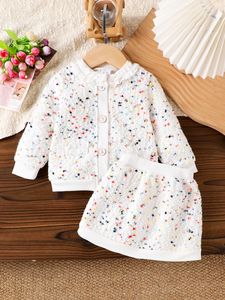 Ropa para Niños, Estilo Europeo Americano, Conjunto de Falda y Top de Manga Larga Beige para Primavera y Otoño, Ropa para Niñas de 0 a 3 Años - Product Image 4