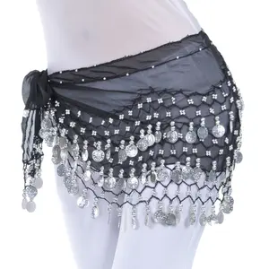 128 Silver Coin Belt Professional Women Belly Dance Wrap Skirt Belt Exoticism Arabic Egypt Bollywood Princess Dress Up Costume