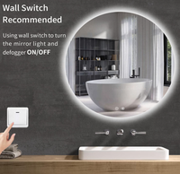 Miroir de salle de bain rond à LED avec capteur tactile et luminosité réglable, miroir éclairé mural