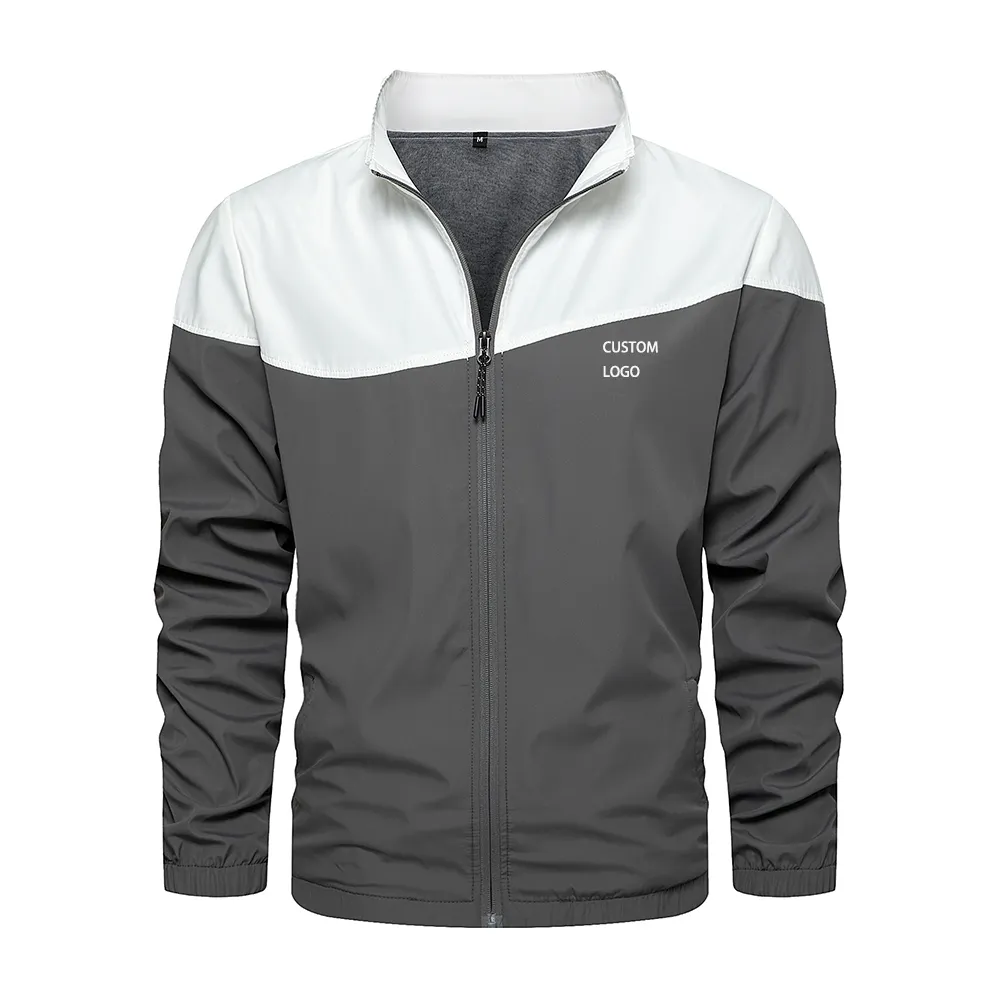 ODM custom LOGO spring autumn zip up jackets contrast color Male plus size waterproof men windbreaker jackets