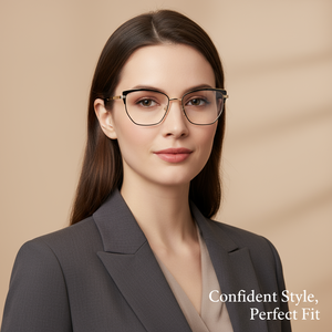 Monture de lunettes polygonale en métal or-noir raffiné avec détails exquis pour un usage quotidien haut de gamme et un style de bureau luxueux - Product Image 2
