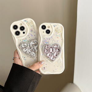 Cover per <span class=keywords><strong>iPhone</strong></span> <span class=keywords><strong>con</strong></span> Cuore di Strass e Paillettes, Stile Coreano Ins, Completamente Avvolgente per <span class=keywords><strong>iPhone</strong></span> 15, 16 Pro Max, 13, 14, 12, <span class=keywords><strong>11</strong></span>, 17 - Product Image 5