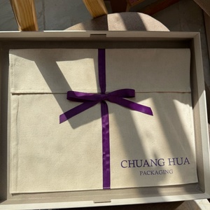 Bolsa de Algodón Natural Reciclable Chuanghua con Borde de Encaje y Cinta de Seda, Impresión Serigráfica para Empaque de Ropa, Logotipo Personalizado - Product Image 4