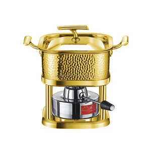 Marmite à <span class=keywords><strong>fondue</strong></span> carrée dorée à trois plis de luxe Mini <span class=keywords><strong>fondue</strong></span> carrée en acier inoxydable 304 marmite chauffée au <span class=keywords><strong>gaz</strong></span> de qualité supérieure - Product Image 1