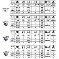 Roulettes fixes rigides plates de 1, 1,25, 1,5 et 2 pouces pour lits pliants et tiroirs de rangement sous le lit