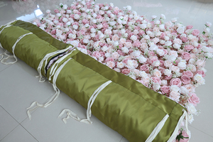 Décoration murale <span class=keywords><strong>florale</strong></span> de mariage, <span class=keywords><strong>mur</strong></span> de fleurs roses, tapis mural enroulable, tissu en soie, fond de scène en fleurs de rose - Product Image 6