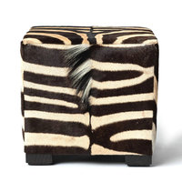 Pouf Cubique Zébré Unique, Repose-Pieds de Rangement Moderne, Banc de Sièges Gain de Place pour Salon et Appartements