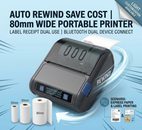 Printer Thermal Portabel 80mm untuk Stiker, Struk, Faktur, Barcode, Label, Ukuran 3 inci, Mini