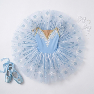 Vestido de Ballet Profesional para Niñas con Estampado de Copos de Nieve, Color Azul Hielo, Disfraz de Princesa para Actuaciones Escénicas, Personalizable - Product Image 1