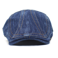 Béret en jean réglable lavé uni personnalisé casquette bleue classique chapeau de voyage en avant chapeau de gavroche Cowboy femmes béret Lvy chapeaux pour hommes