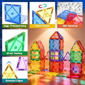 Ensemble de 105 blocs de construction magnétiques 3D en plastique sur le thème des dinosaures, jouet éducatif STEM DIY, cadeau pour enfants, garçons et filles - Product Image 5