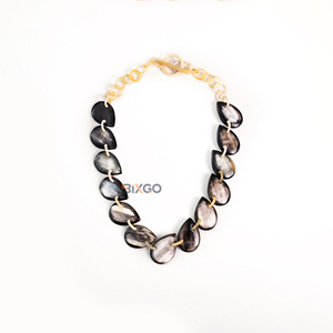Collar de Cadena con Eslabones en Forma de Gota de Cuerno de Búfalo Natural Artesanal, Regalo Ecológico de Moda, Accesorios de Moda Unisex - Product Image 2