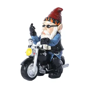 Motorcycle 8.4 Inch Gnome Motorcycles Statue Resin Gnome Sculpture Decoration Funny Gnome Ride Motorcycle Figurine Garden Gift